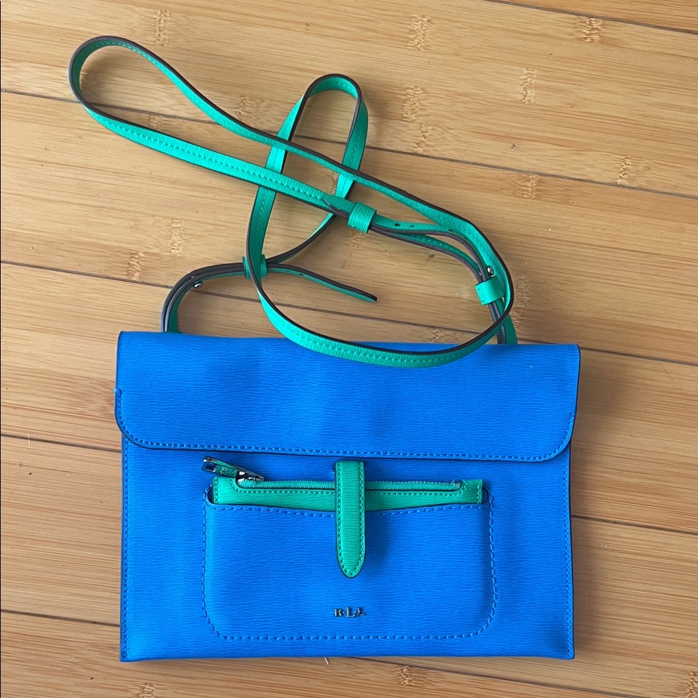 Ralph Lauren Double RL Blue and Teal Crossbody Bag